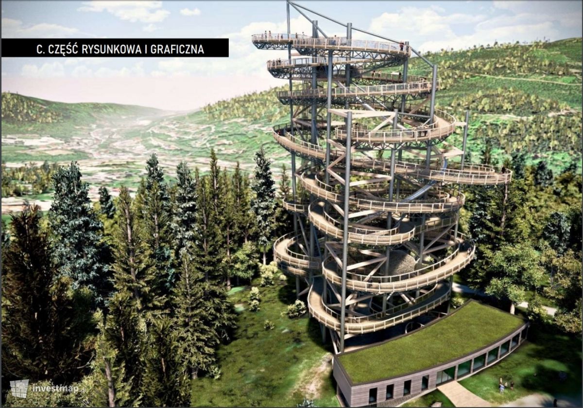 Wizualizacja Sky Walk - wieża widokowa ze ścieżką edukacyjną w koronach drzew dodał Orzech 