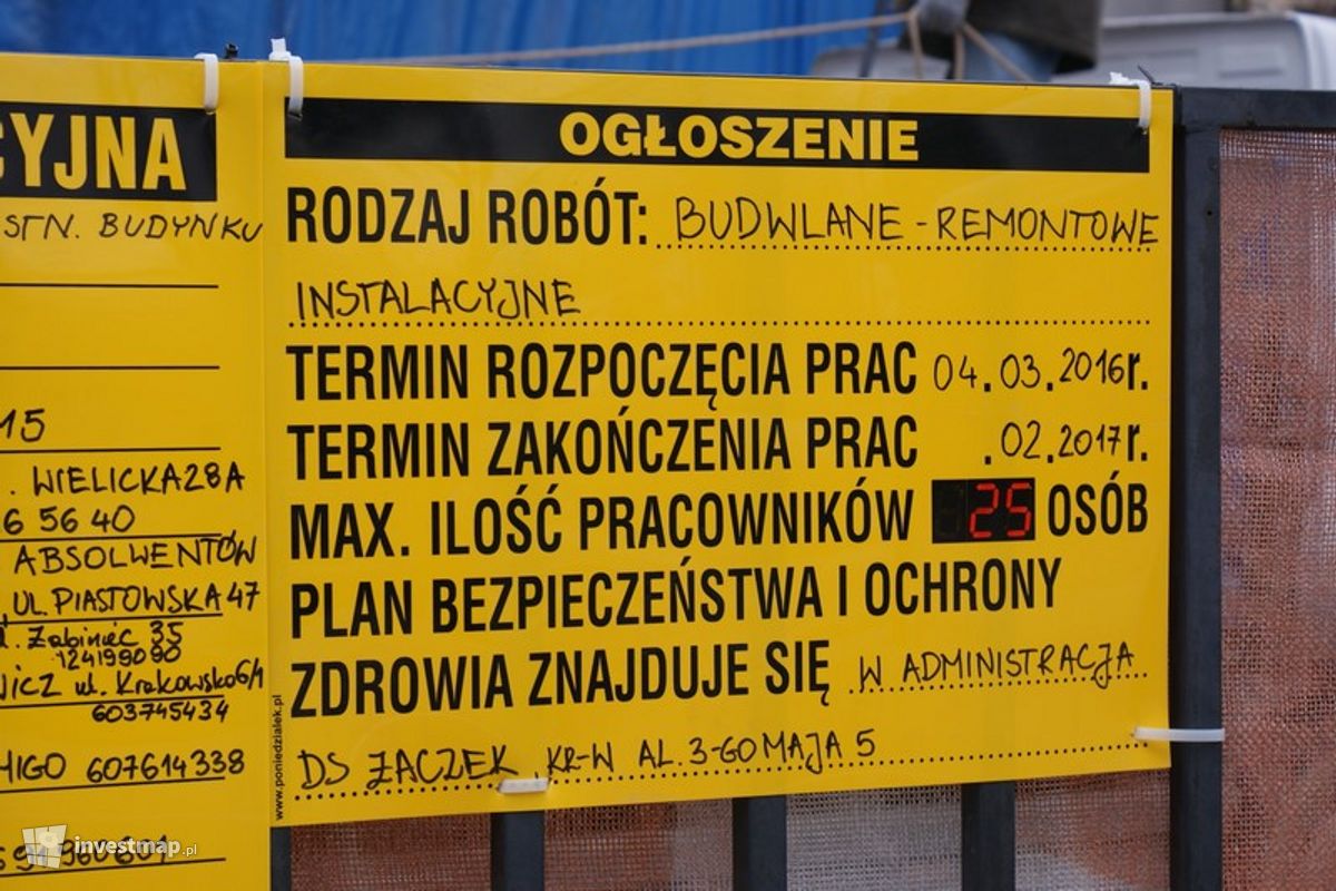 Zdjęcie [Kraków] Remont i Przebudowa DS Żaczek, Al. 3 Maja 5 fot. Damian Daraż 