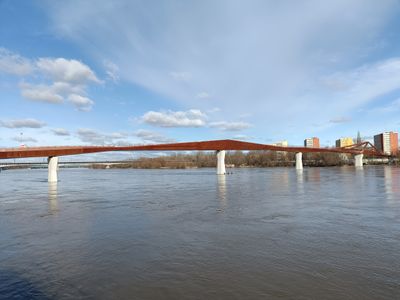 W Warszawie dobiega końca budowa nowego mostu pieszo-rowerowego przez Wisłę [FILMY]