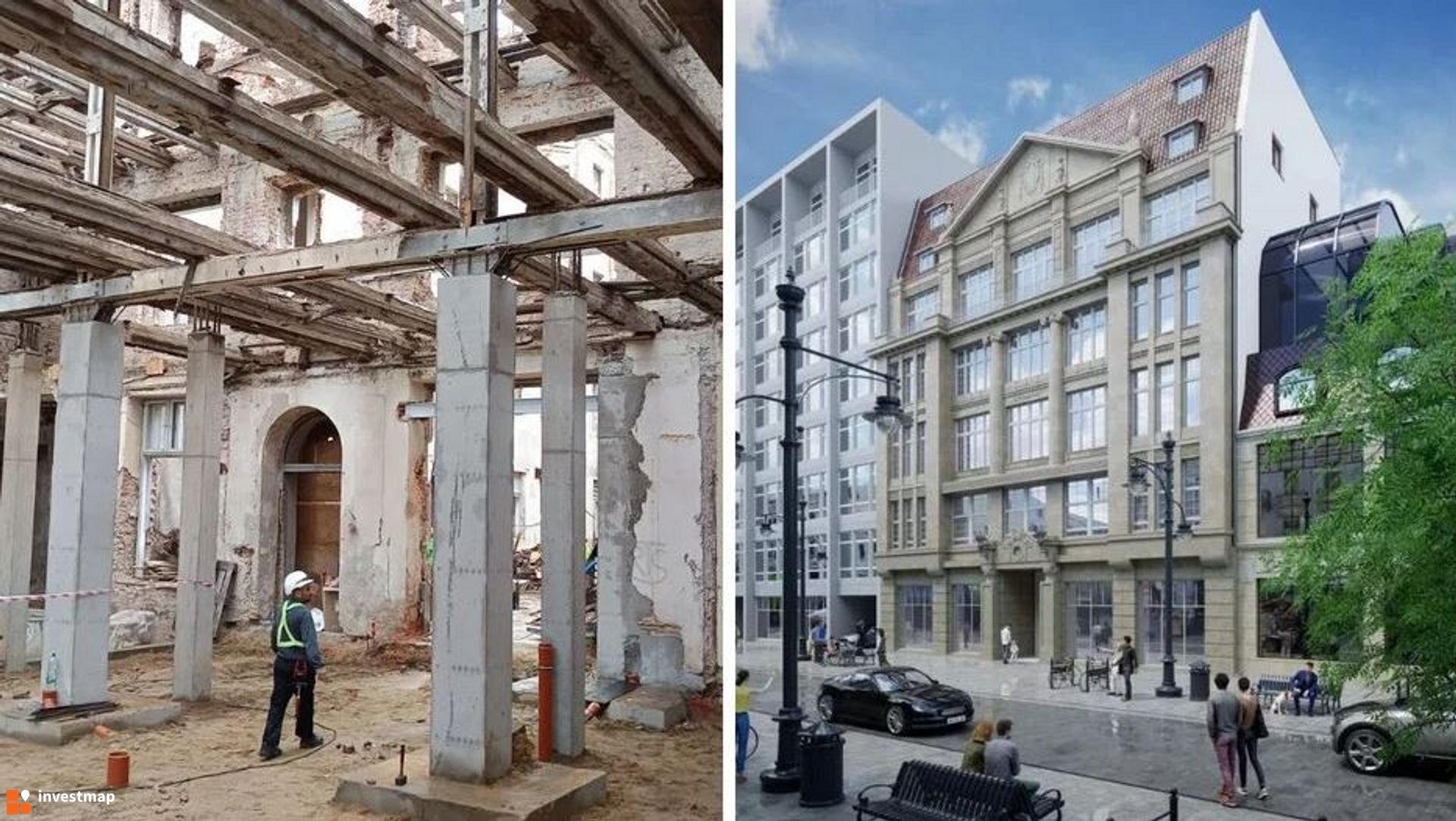 Przy ul. Piotrkowskiej w Łodzi trwa remont dawnej kamienicy Siemensa 