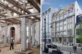 Przy ul. Piotrkowskiej w Łodzi trwa remont dawnej kamienicy Siemensa [ZDJĘCIA+WIZUALIZACJE]