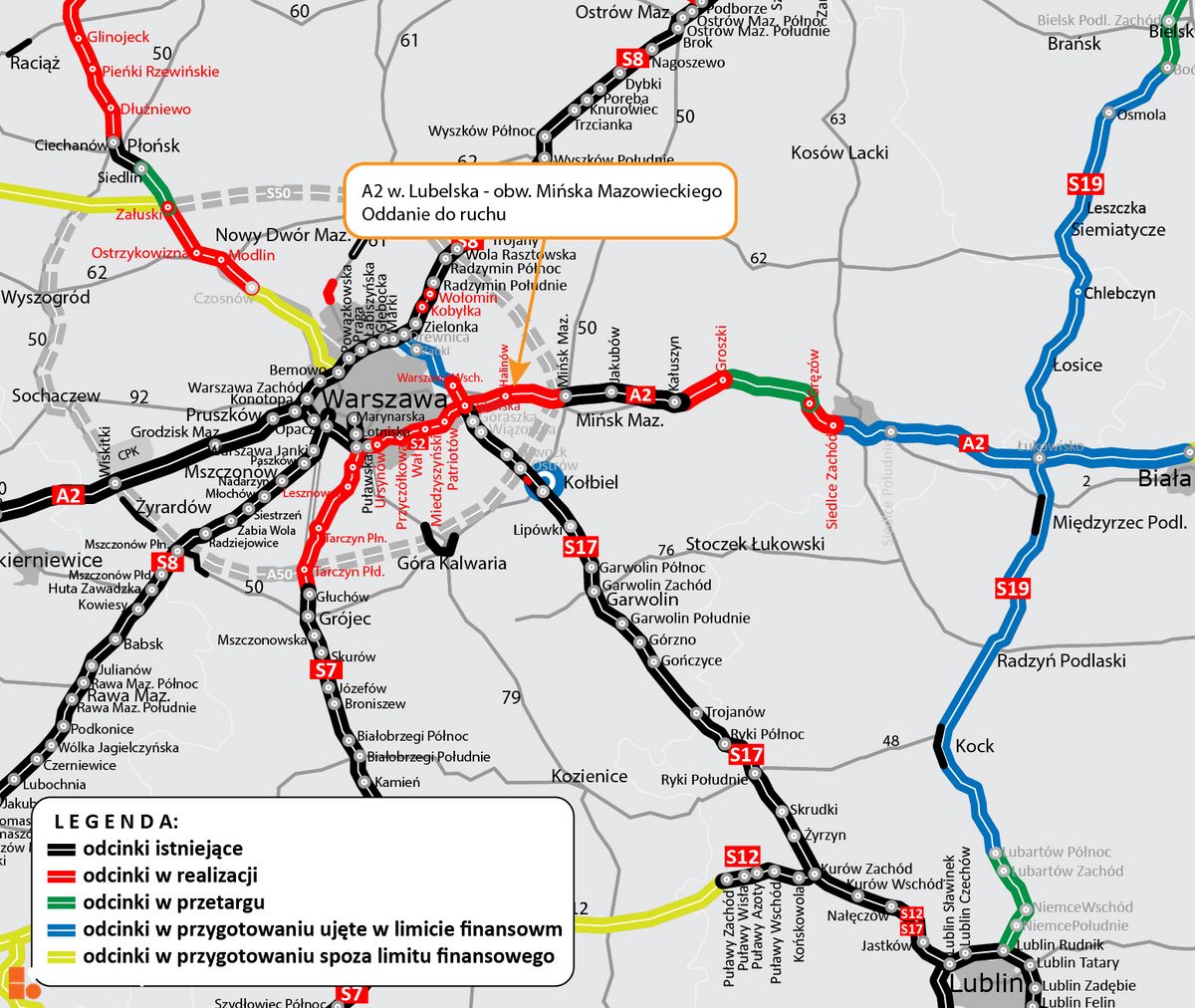 Wizualizacja Autostrada A2 (węzeł Lubelska – obwodnica Mińska Mazowieckiego) dodał Paweł Harom 