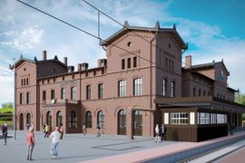 Zabytkowy, historyczny dworzec w Oleśnicy pod Wrocławiem jest rewitalizowany [FILM+WIZUALIZACJE]