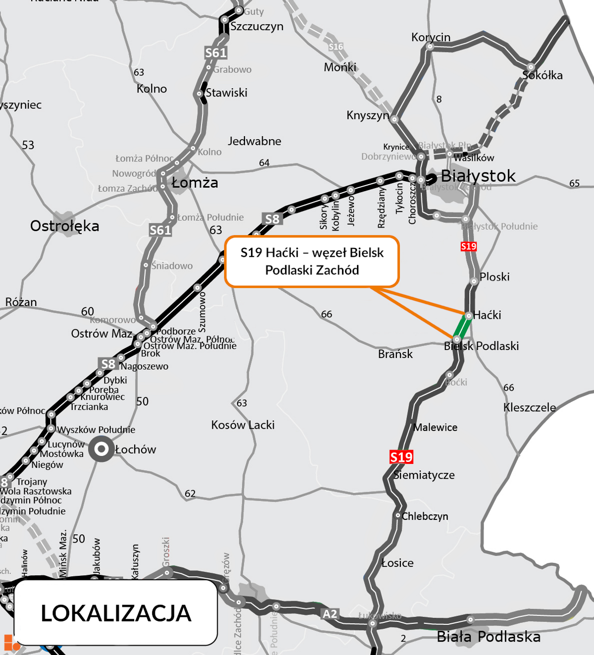 Wizualizacja S19 Haćki - Bielsk Podlaski Zachód dodał Wojciech Jenda