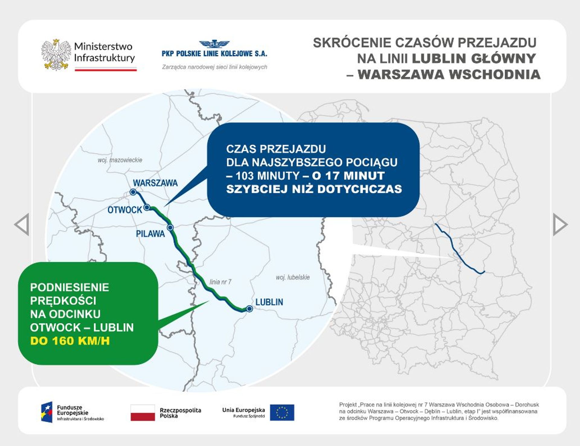 Skrócą się podróże koleją z Warszawy do Lublina. Pociągi pojadą z prędkością do 160 km/h