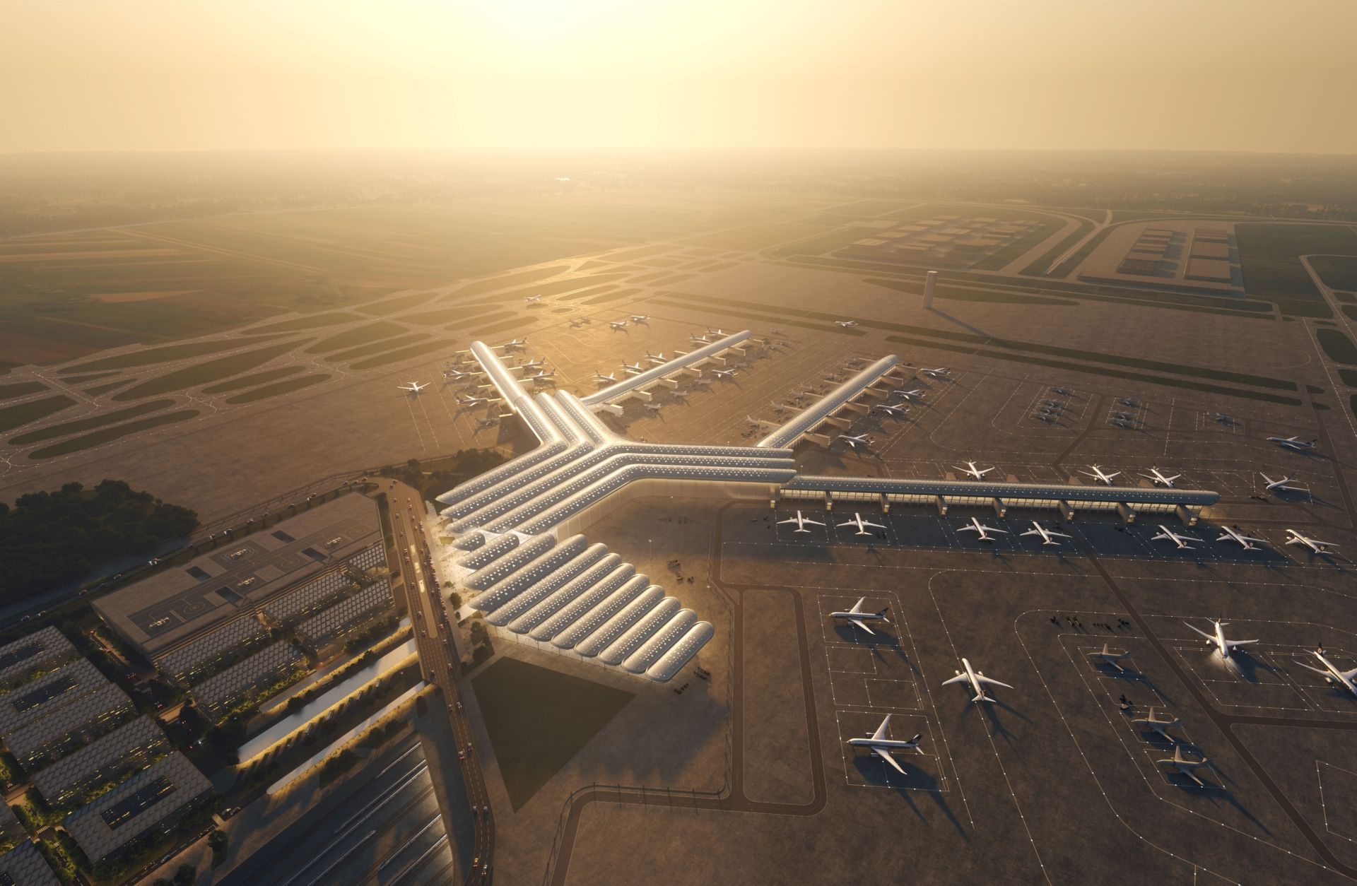 Spółka Centralny Port Komunikacyjny zaprezentowała koncepcję architektoniczną nowego lotniska przesiadkowego 