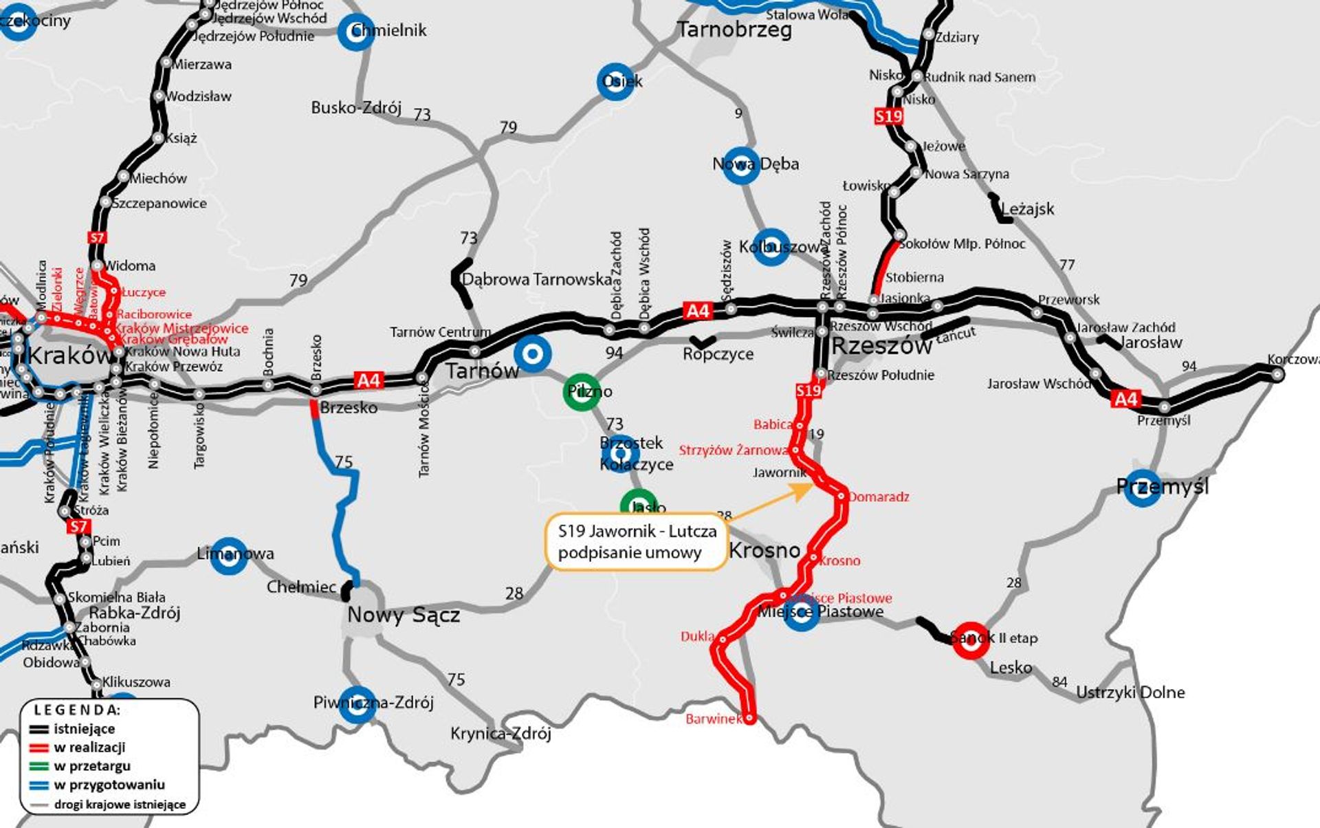 Cała droga ekspresowa S19 Via Carpatia w woj. podkarpackim w realizacji 