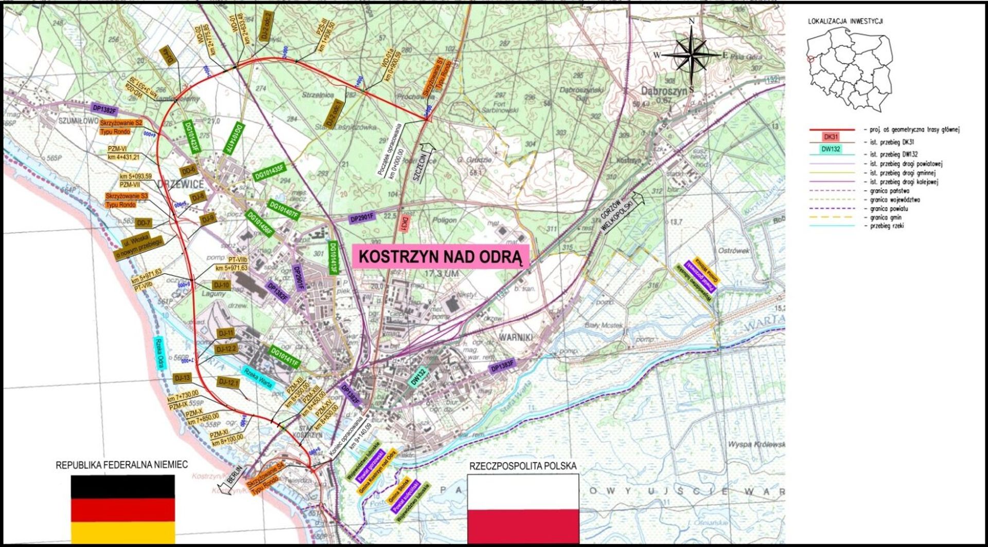 Kamień milowy w realizacji obwodnicy Kostrzyna nad Odrą w ciągu DK31, przy granicy z Niemcami
