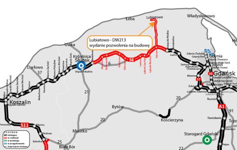 Budowa drogi krajowej do elektrowni jądrowej: Jest pozwolenie na budowę dla 5-kilometrowego fragmentu drogi krajowej, tzw. "ostatniej mili"