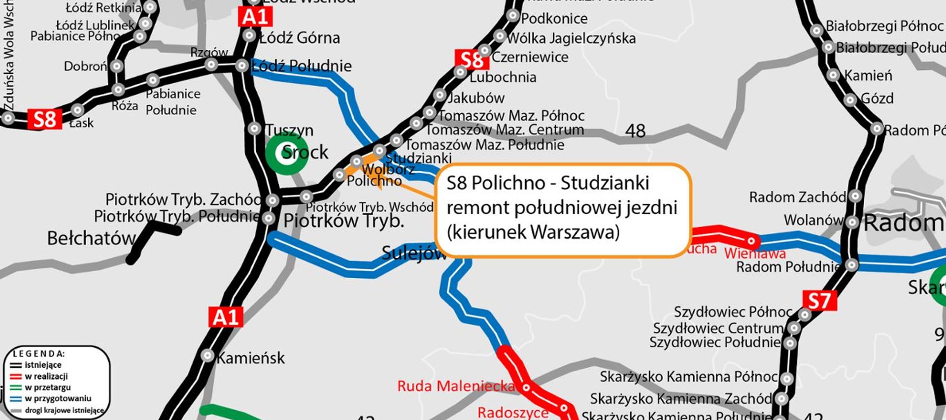 Rusza remont najstarszego, 9-kilometrowego, betonowego odcinka drogi ekspresowej S8