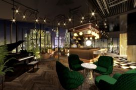 Warszawa: Sky bar na wysokości 80 metrów. Ghelamco prezentuje wnętrza hoteli w The Warsaw Hub [WIZUALIZACJE]
