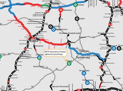 Świętokrzyskie: Ogłoszono przetarg na projekt i budowę obwodnicy Osieka w ciągu DK79