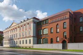 Wrocław: Zawisła wiecha na rewitalizowanym zabytkowym szpitalu przy ulicy Pułaskiego [ZDJĘCIA + WIZUALIZACJE]