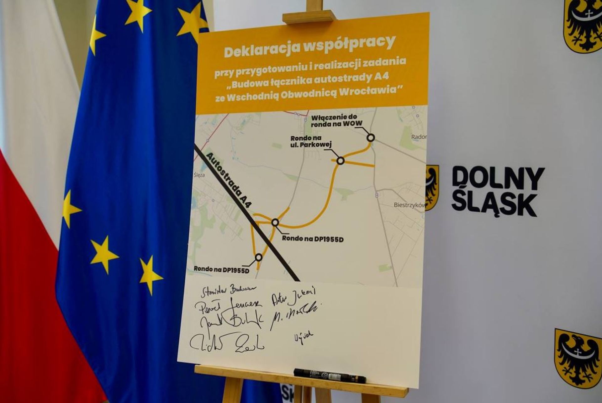 Nowe połączenie autostrady A4 z Wschodnią Obwodnicą Wrocławia coraz bliżej. Podpisano porozumienie ws. łącznika Karwiany
