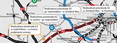 Poszerzenie autostrady A2 Łódź - Warszawa z kompletem umów