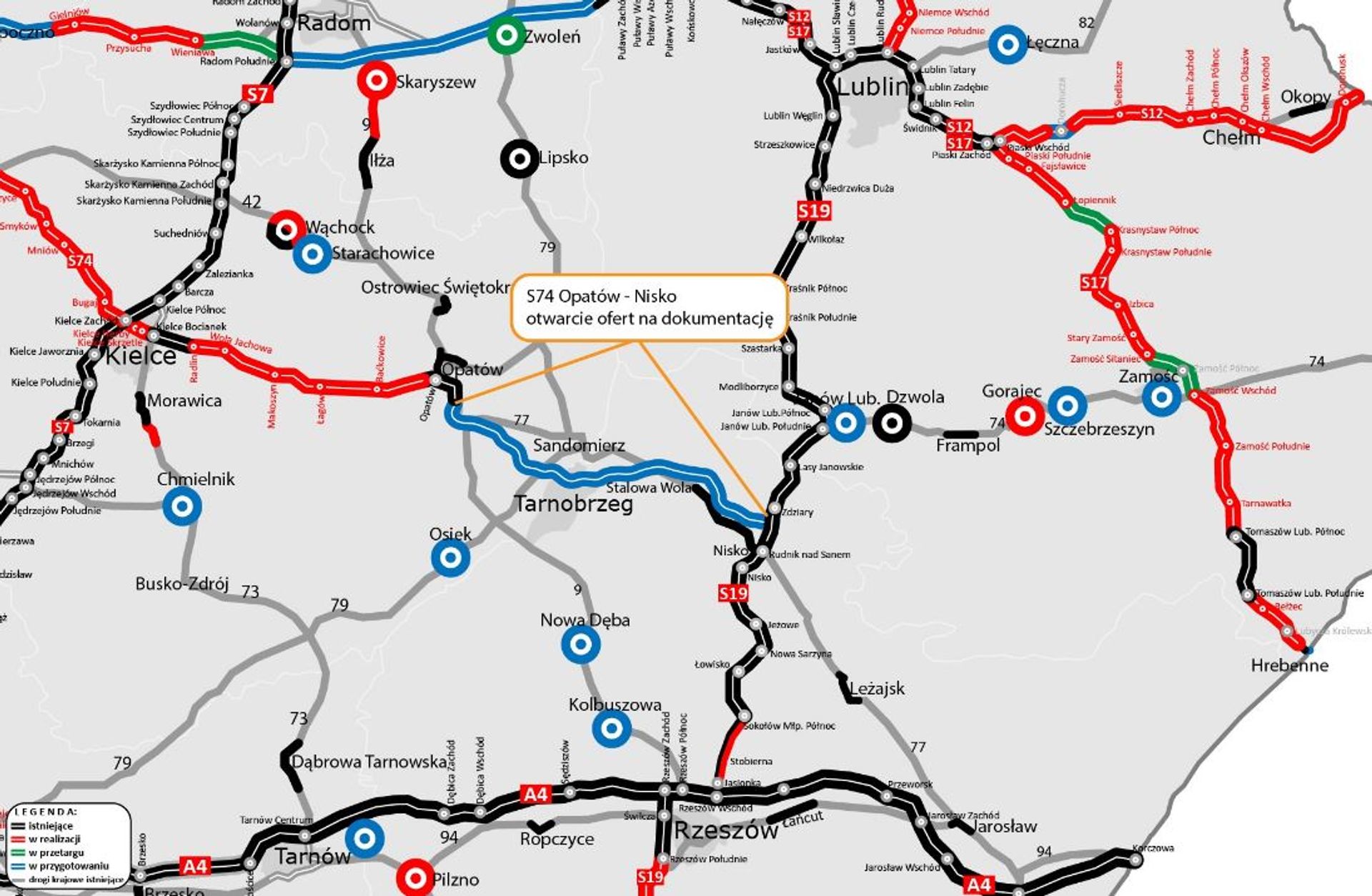 Kto wykona dokumentację dla S74 Opatów - Nisko, najkrótszego połączenia centrum z południowo-wschodnią Polską?  ??