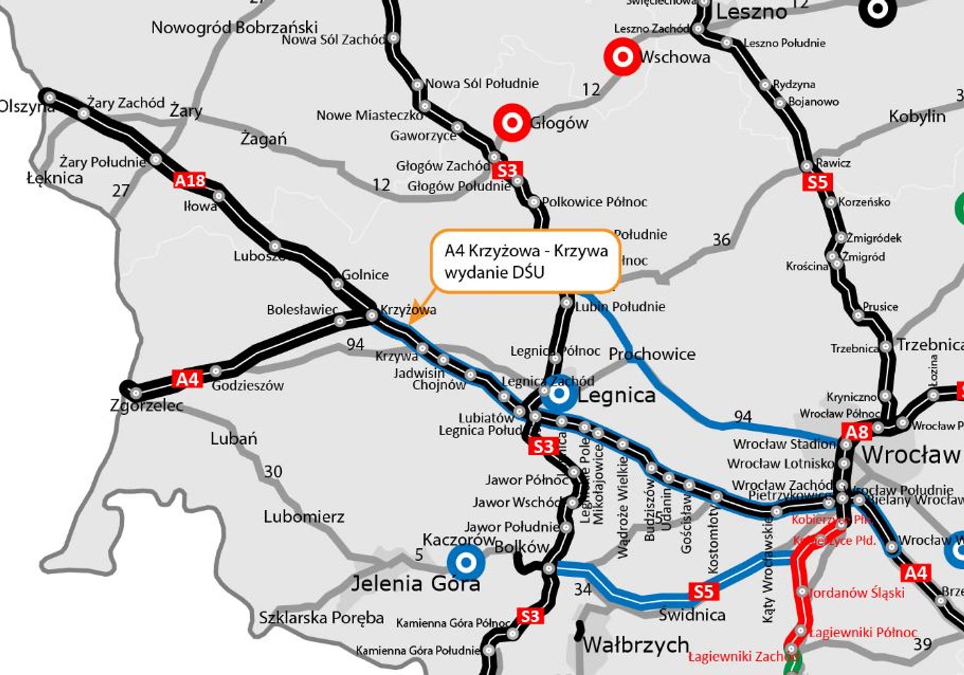 Dolny Śląsk: Wydano pierwszą decyzję środowiskową dla rozbudowy autostrady A4 Krzyżowa - Legnica