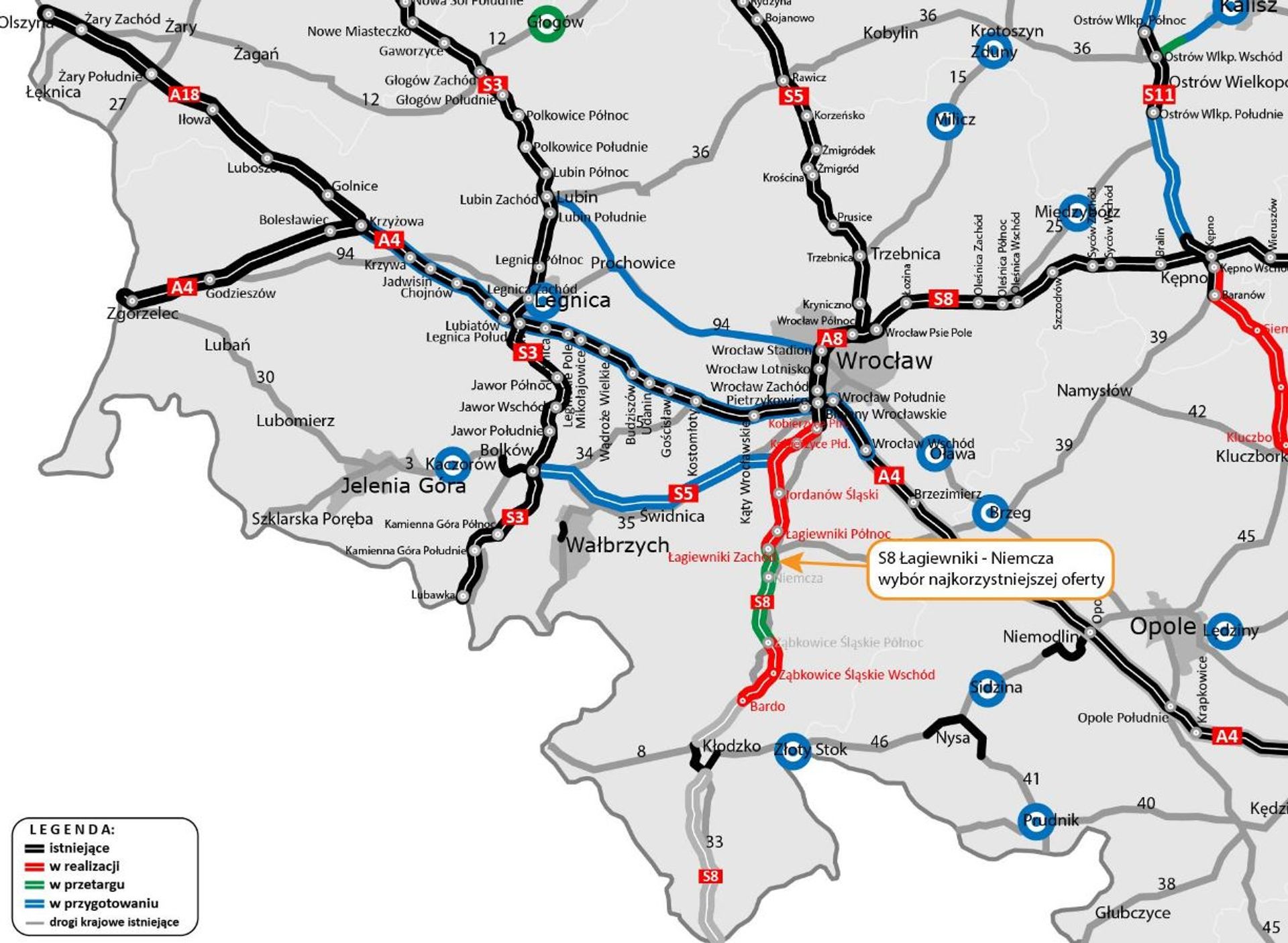 Znamy wykonawcę S8 pomiędzy Łagiewnikami a Niemczą na Dolnym Śląsku