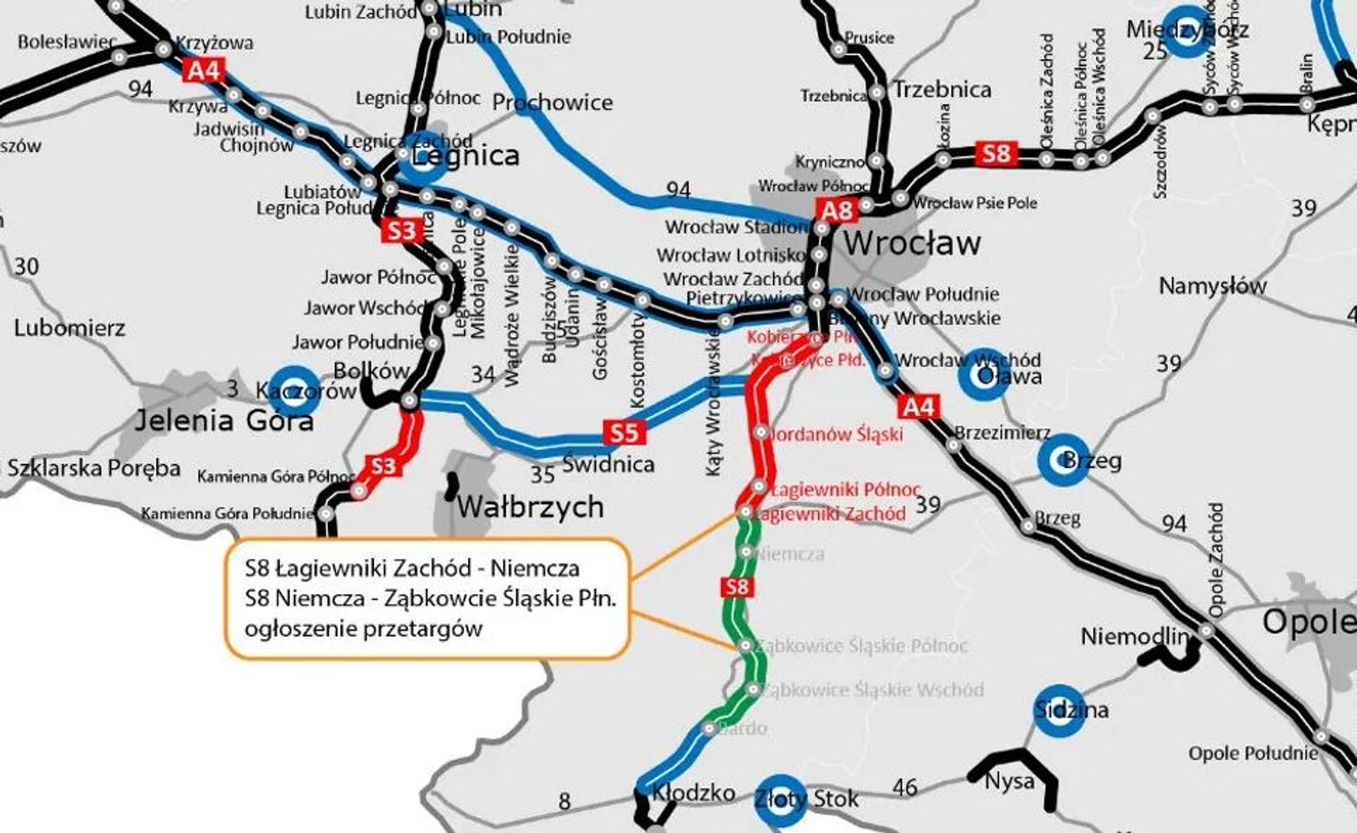 Poznaliśmy wykonawcę drogi ekspresowej S8 pomiędzy Łagiewnikami a Niemczą 