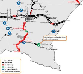 Ogłoszono przetarg na zaprojektowanie i budowę II etapu obwodnicy Sanoka w ciągu DK28