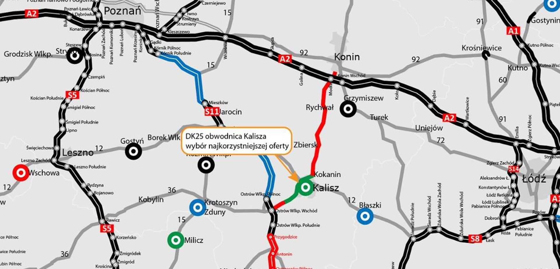 Wielkopolska: Wybrano wykonawcę obwodnicy Kalisza, w ciągu DK25
