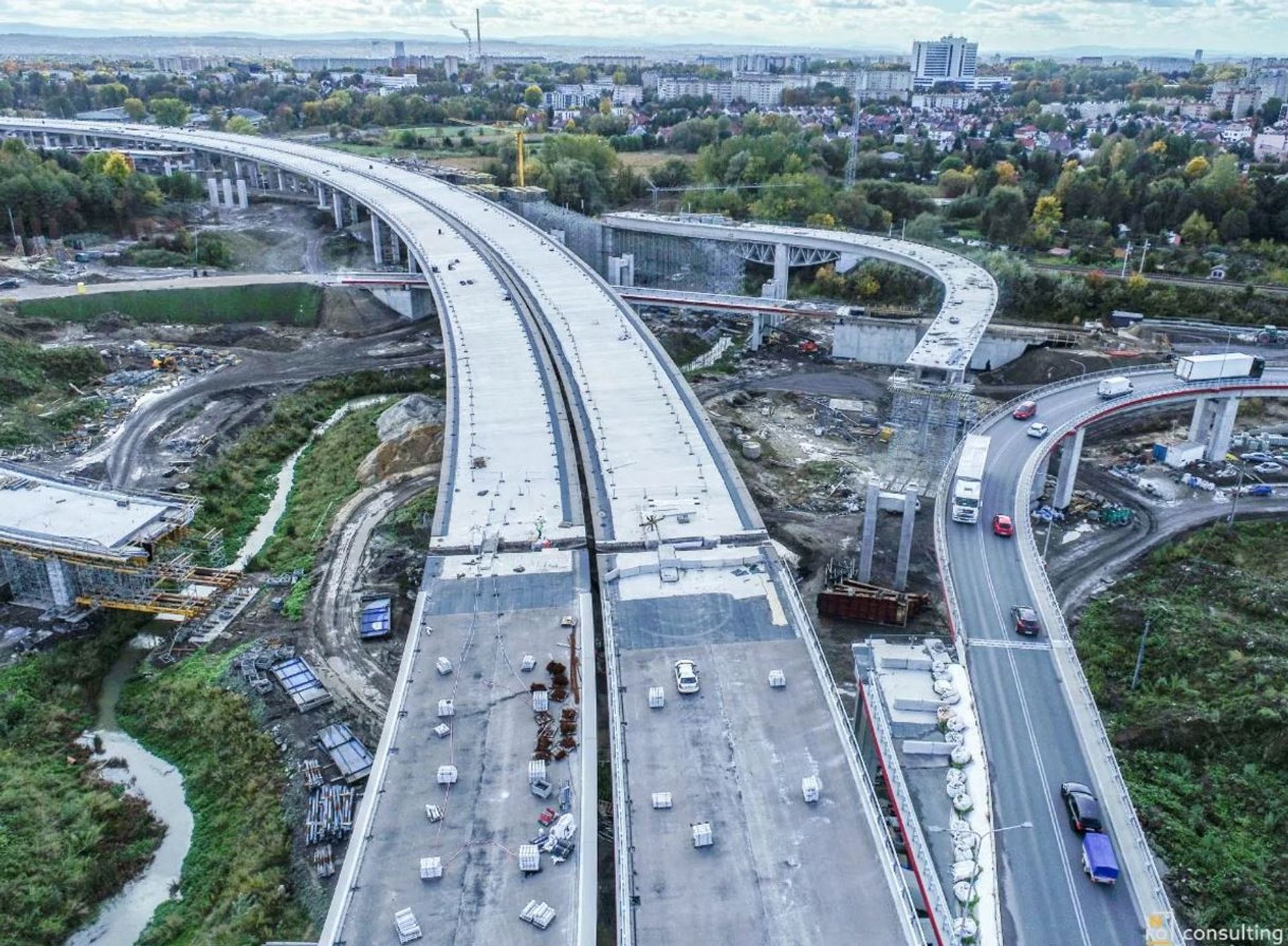 Trwa budowa S7 Wschodniej Obwodnicy Krakowa, na odcinku Mistrzejowice - Nowa Huta