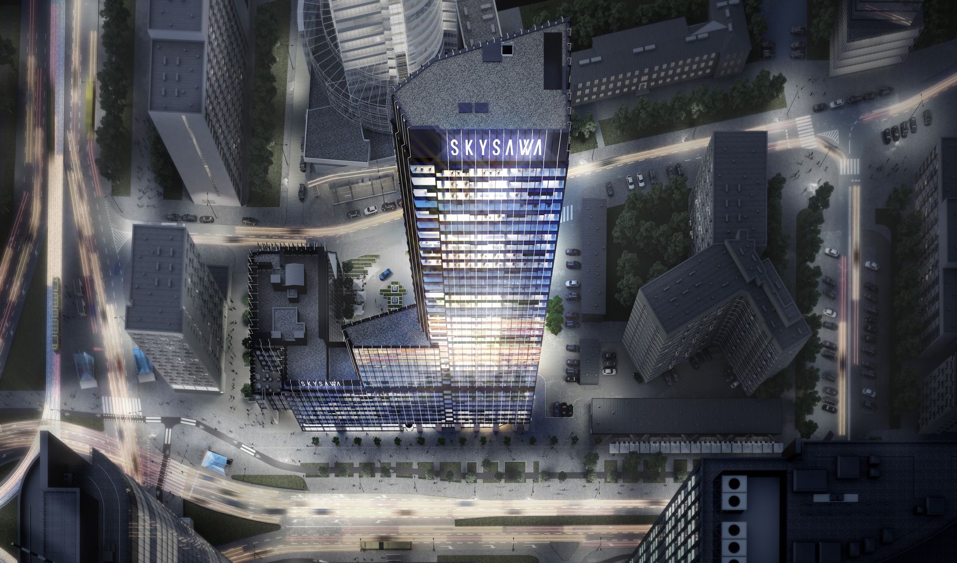 W centrum Warszawy trwa budowa 155-metrowego biurowca w kompleksie Skysawa 