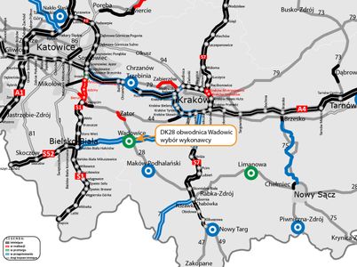 Małopolskie: Wybrano wykonawcę budowy obwodnicy Wadowic, w ciągu DK28