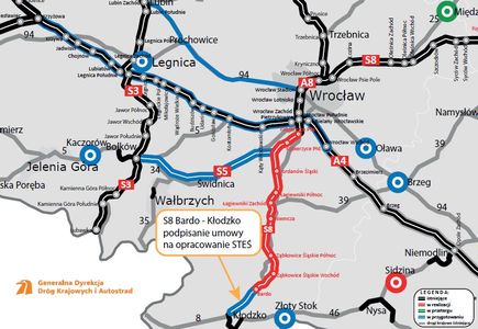 Nowy impuls dla budowy ostatniego odcinka drogi ekspresowej S8 Wrocław/Magnice - Kłodzko