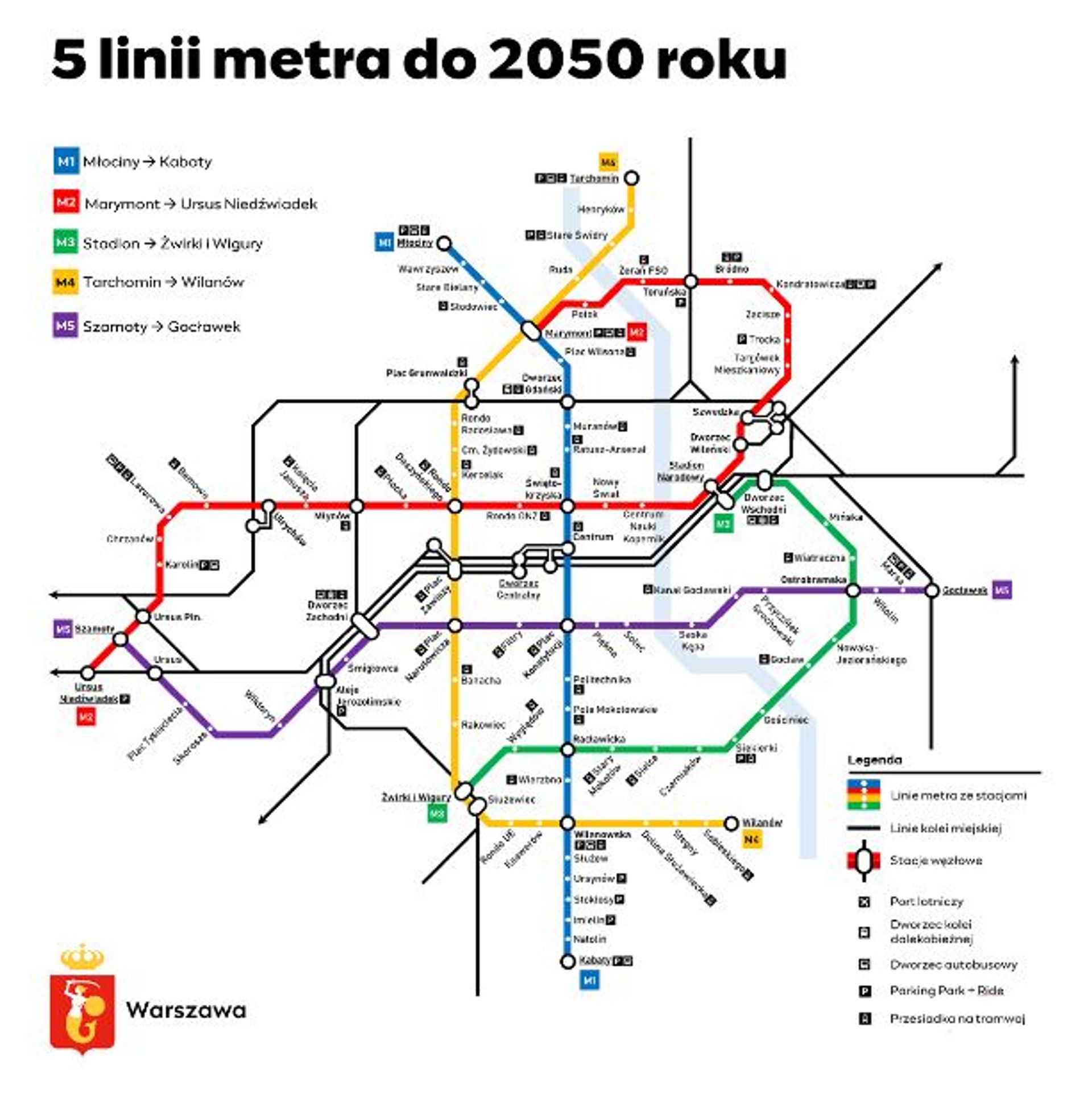 Warszawa chce zbudować trzy nowe linie metra do 2050 roku