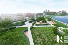 Kraków: Plac u stóp Wawelu przejdzie metamorfozę – zamiast betonu pojawią się tam drzewa i przestrzeń do odpoczynku inspirowana Wisłą [FILM+WIZUALIZACJE]