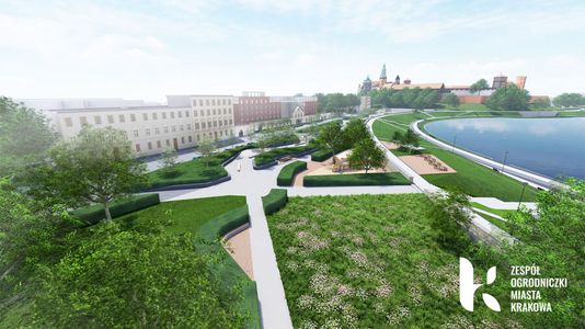 Kraków: Plac u stóp Wawelu przejdzie metamorfozę – zamiast betonu pojawią się tam drzewa i przestrzeń do odpoczynku inspirowana Wisłą [FILM+WIZUALIZACJE]
