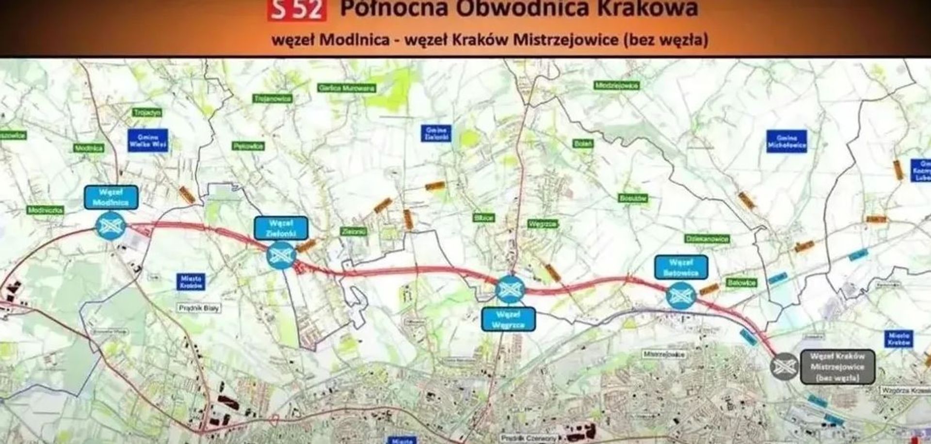 Trwają zaawansowane prace na budowie S52 Północnej Obwodnicy Krakowa 