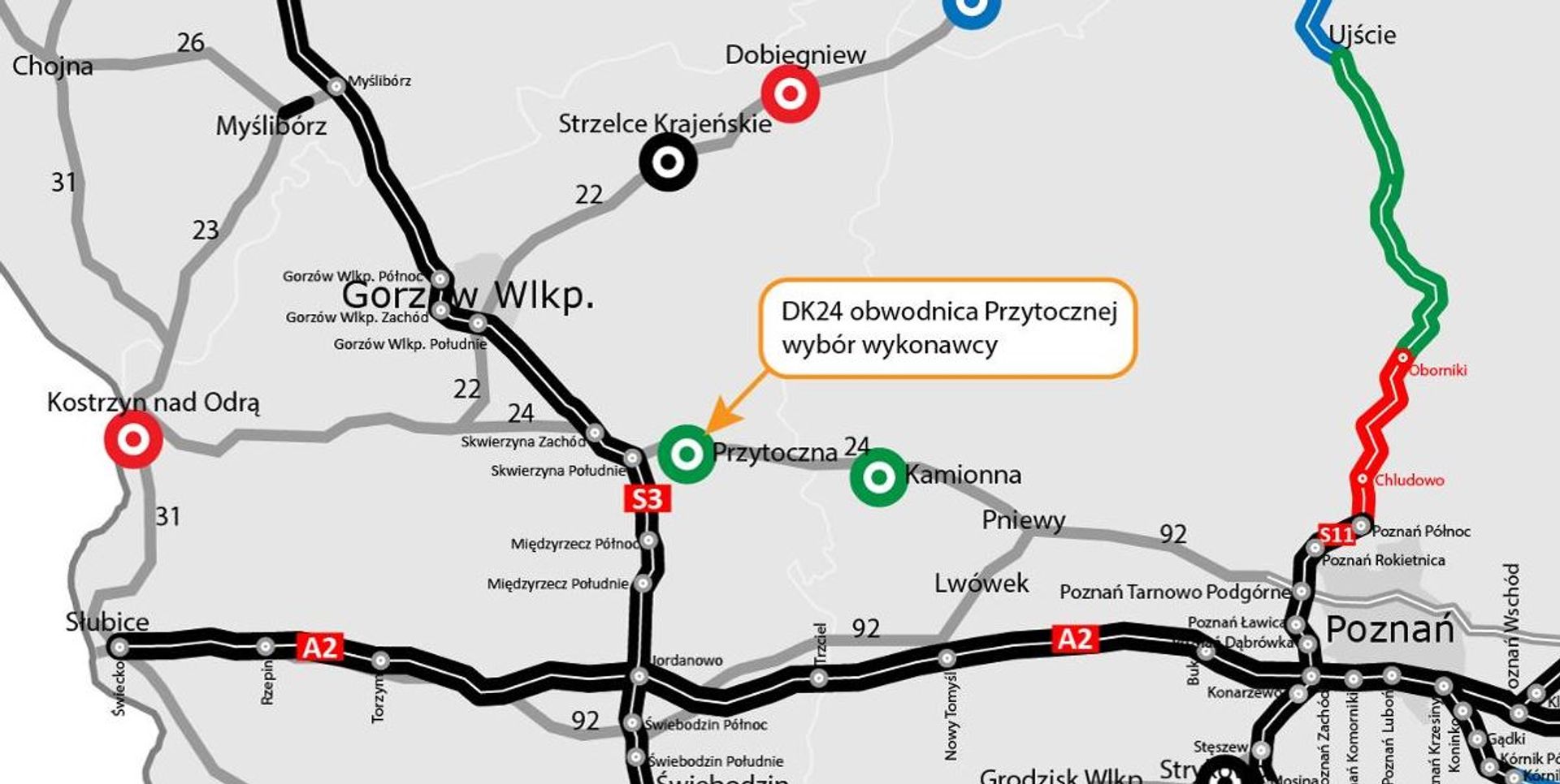 Lubuskie: Wybrano wykonawcę obwodnicy Przytocznej w ciągu DK24