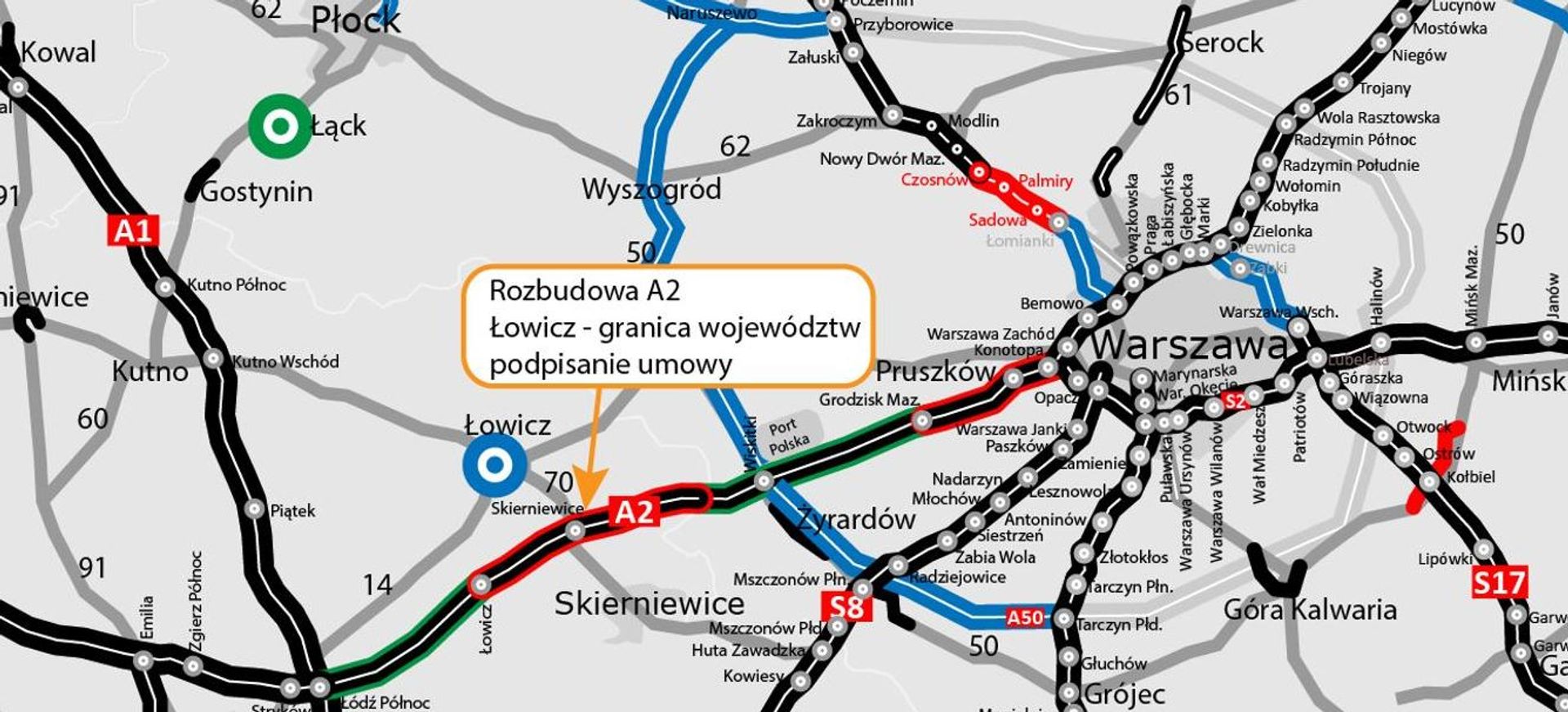 Umowa na rozbudowę kolejnego odcinka autostrady A2 podpisana