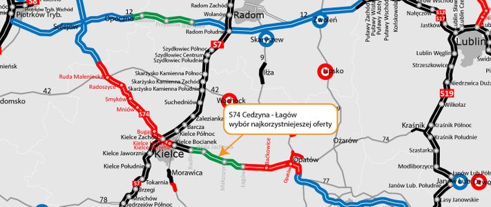 Wybrano ofertę w przetargu na realizację drogi ekspresowej S74 Cedzyna - Łagów