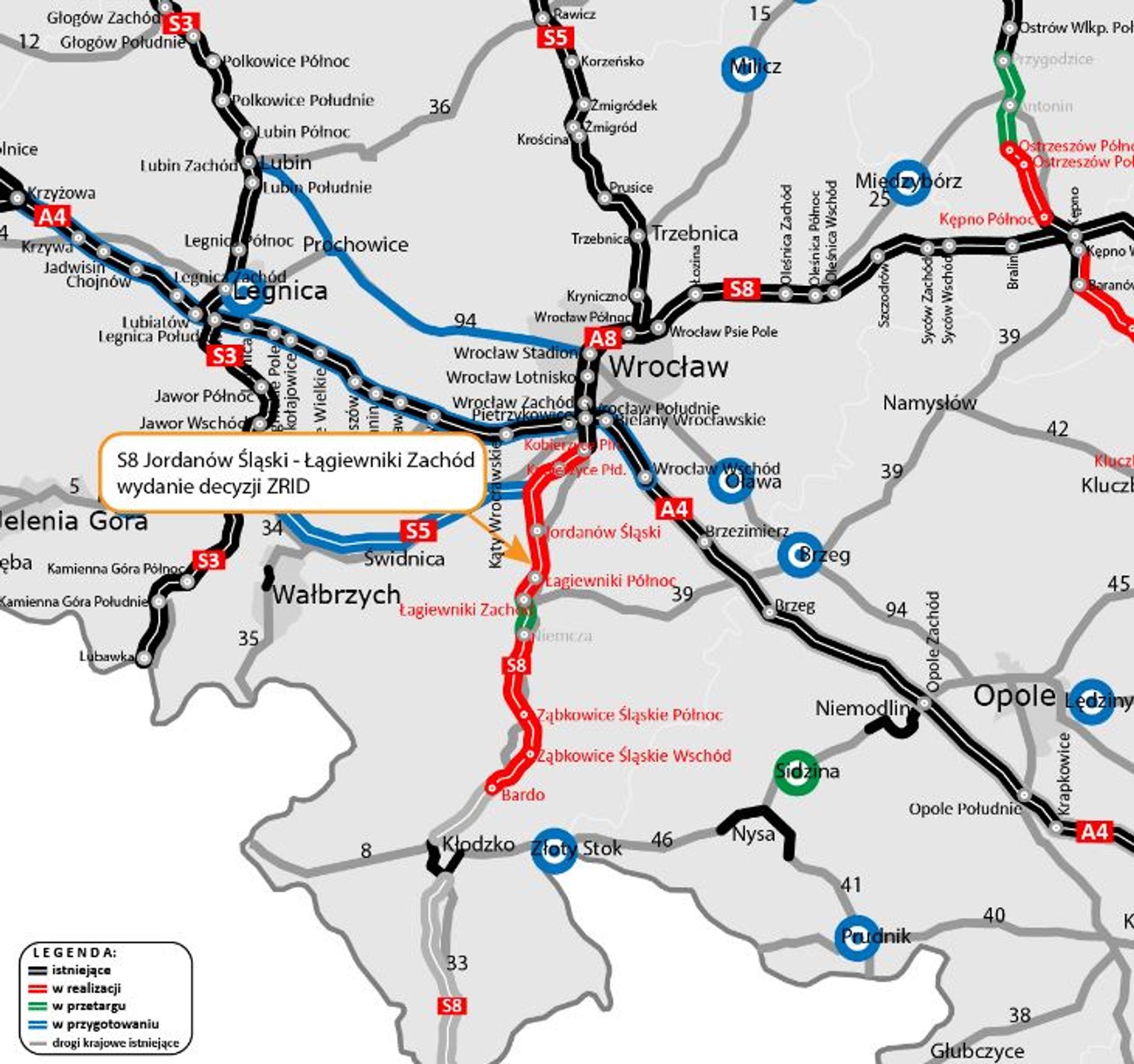 Można budować pierwszy odcinek drogi S8 Wrocław/Kobierzyce - Kłodzko 