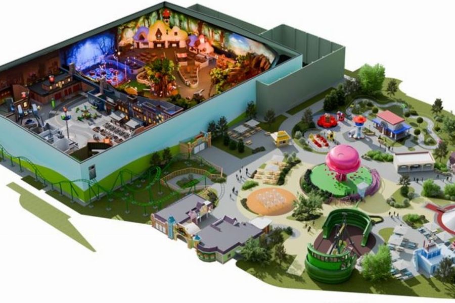 Budowa dużego parku rozrywki Episodia Theme Park w Gliwicach za ponad 50 mln euro na półmetku [WIZUALIZACJE]