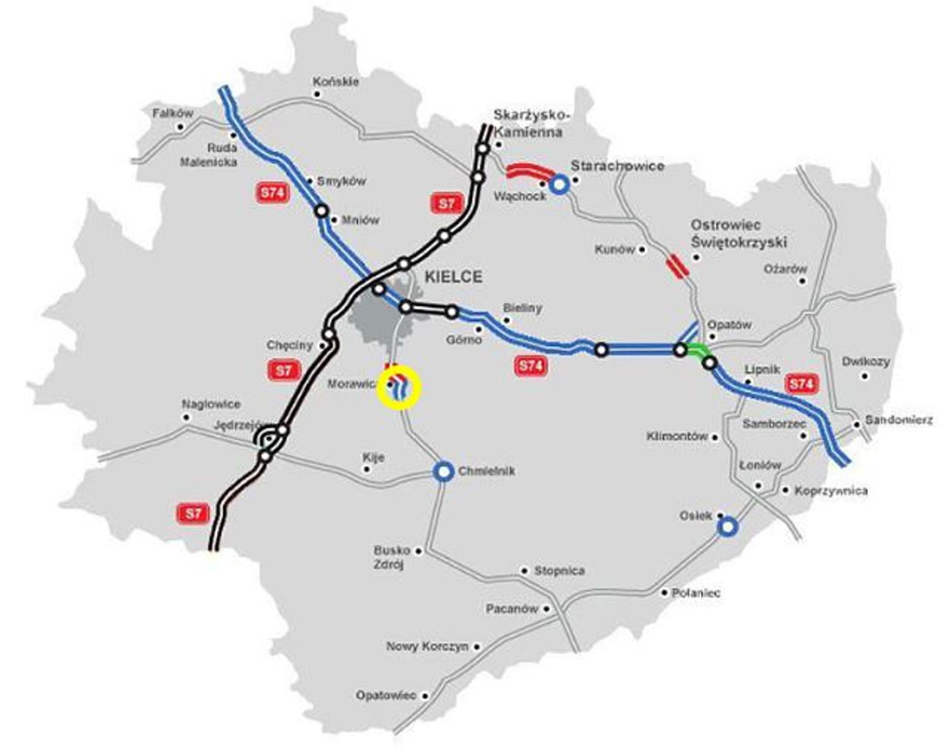 Inwestycja za 280 mln zł. Pod Kielcami dobiega budowa drugiej części obwodnicy Morawicy i Woli Morawickiej 