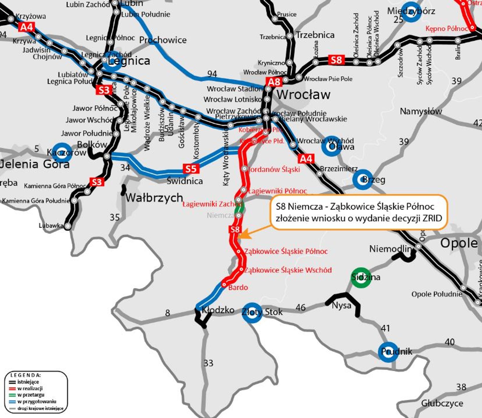 Ważny krok ku budowie kolejnego odcinka drogi S8 Wrocław/Kobierzyce - Kłodzko
