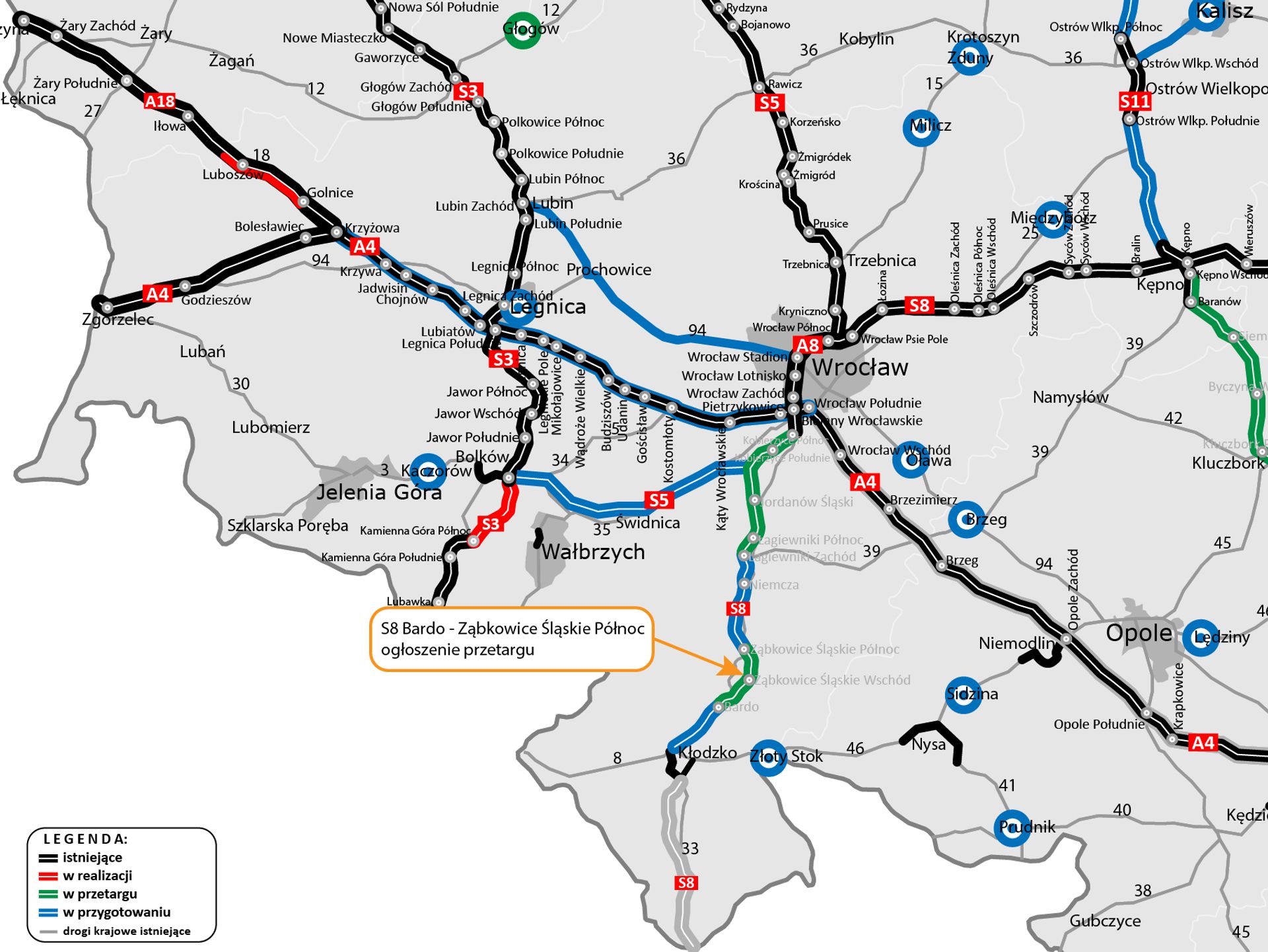 Rusza przetarg na kolejny dolnośląski odcinek drogi ekspresowej S8 od Ząbkowic Śląskich do Barda 