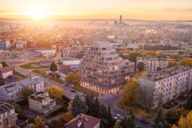 64-metrowa wieża radiowo-telewizyjna w Rzeszowie zostanie wyburzona? Powstanie nowy futurystyczny, kaskadowy budynek mieszkalny? [WIZUALIZACJE]