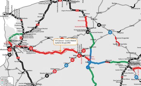 Powstaje odcinek Cybowo - Łowicz Wałecki, kolejny fragment drogi ekspresowej S10 Szczecin - Wałcz [FILM]