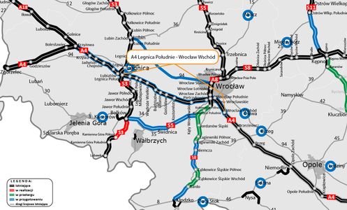 GDDKiA wskazała wariant rozbudowy A4 pomiędzy Legnicą a Wrocławiem
