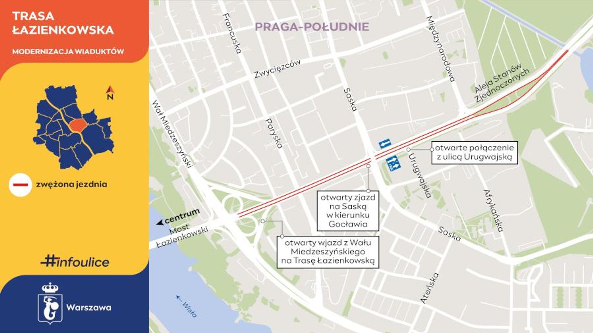 Otwarcie wiaduktu Trasy Łazienkowskiej na Saskiej Kępie