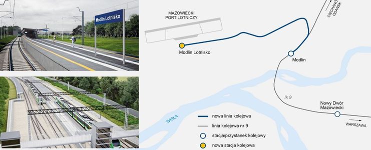 Pociągiem na lotnisko w Modlinie – jest przetarg na budowę połączenia kolejowego