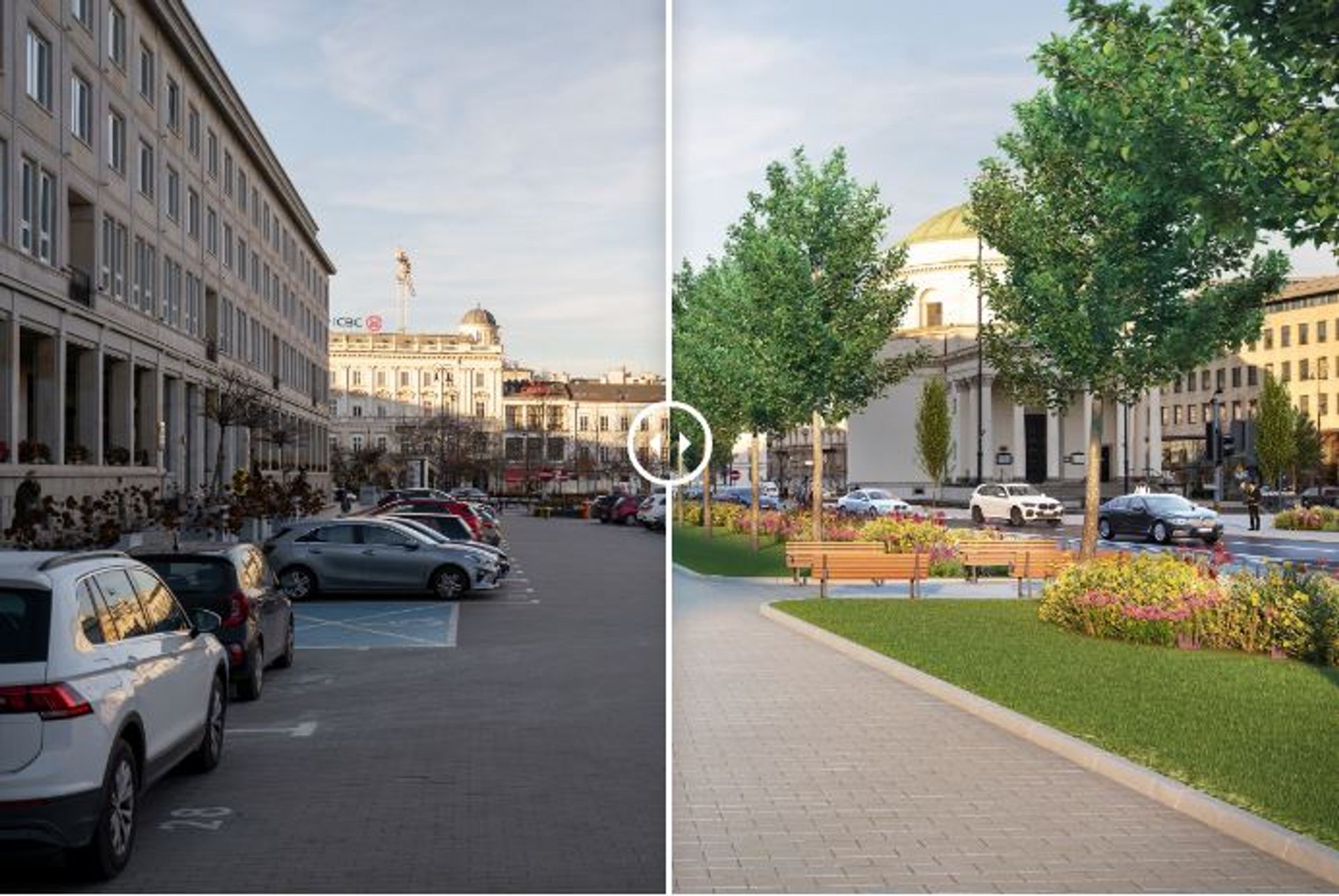 Plac Trzech Krzyży jeszcze bardziej zielony 