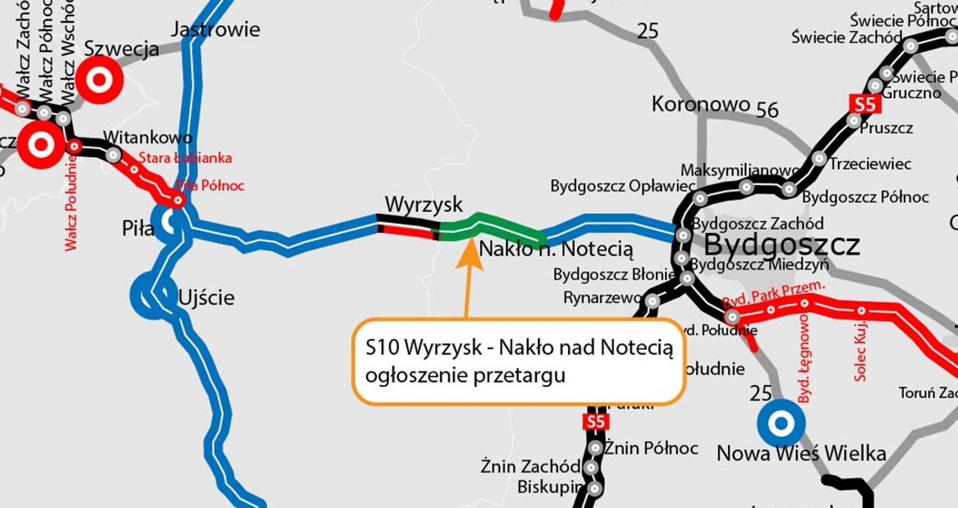 Ogłoszono przetarg na budowę odcinka S10 Wyrzysk - Nakło nad Notecią