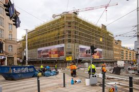 Wrocław: Przy Dworcu Głównym PKP trwa remont skrzyżowania i odbudowa Hotelu Grand [FILM + ZDJĘCIA]