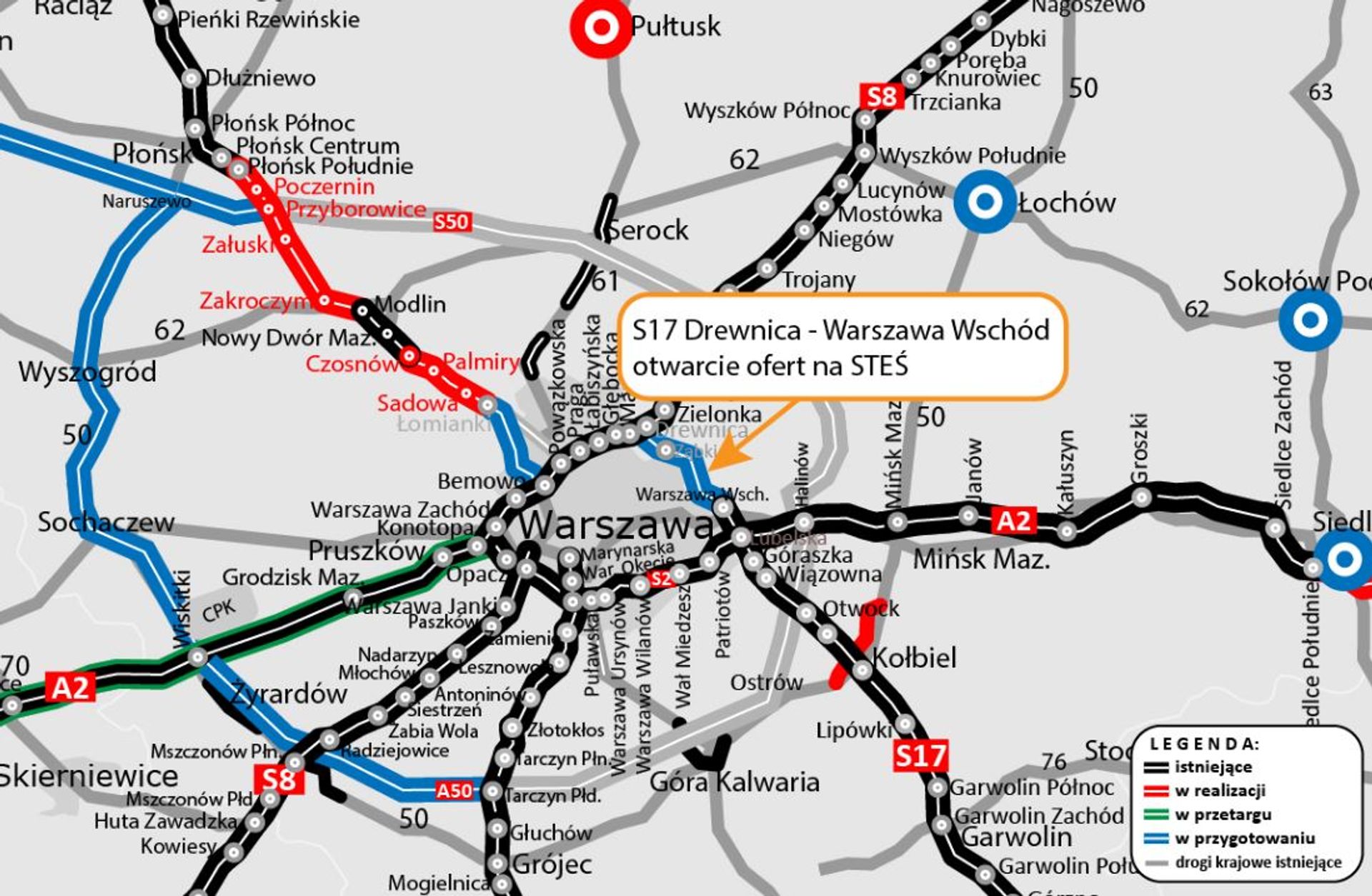 Kto zaprojektuje S17 Wschodnią Obwodnicę Warszawy?